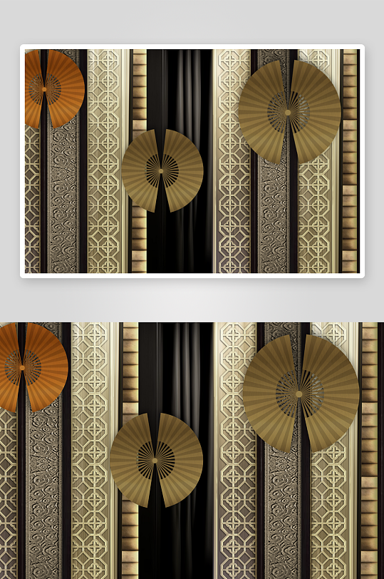 轻奢几何立体风景画装饰画-众图网