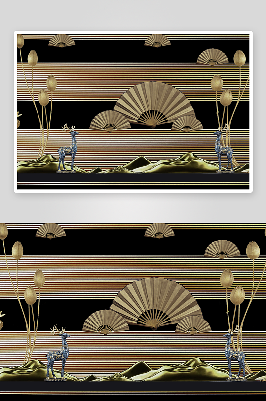 中式莲花风景画艺术装饰画-众图网