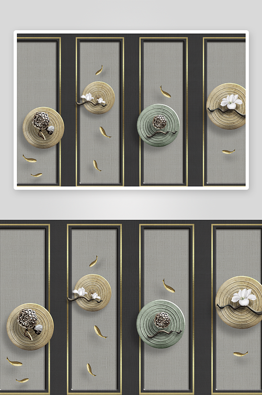 中式游鱼艺术装饰画-众图网