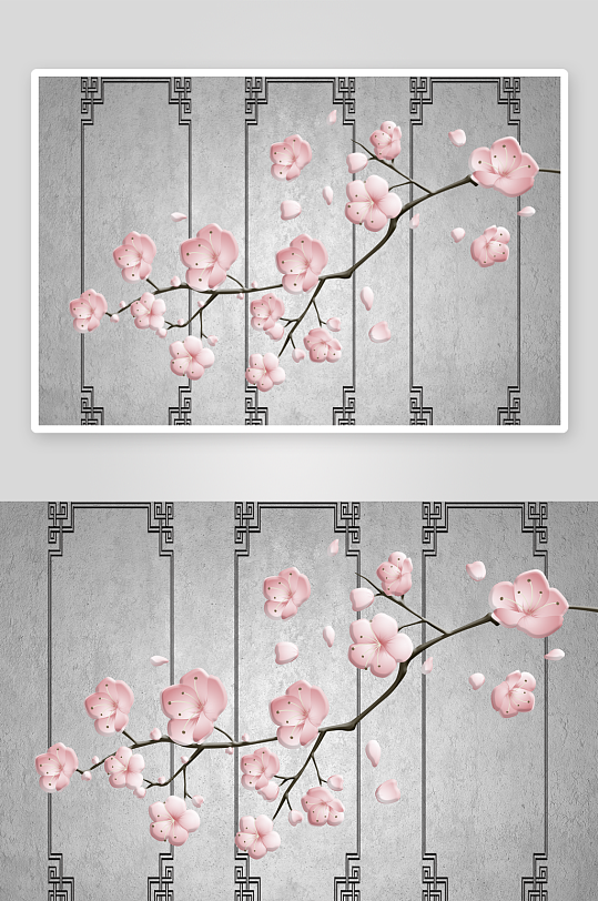 中式花卉风景画装饰画-众图网