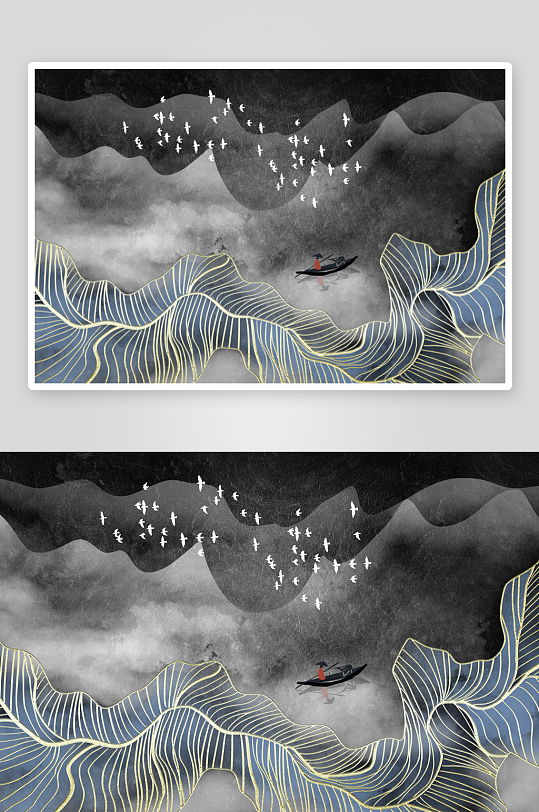 水墨风景画中式装饰画-众图网