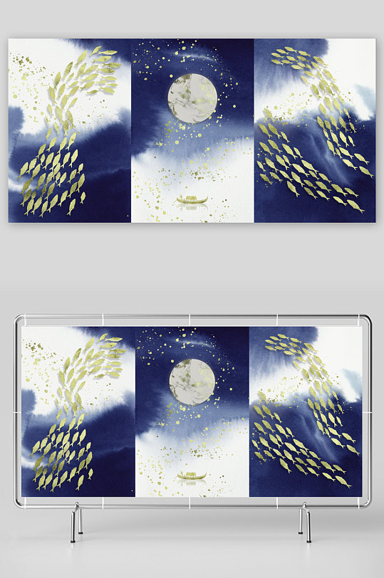 游鱼轻奢装饰画挂画-众图网