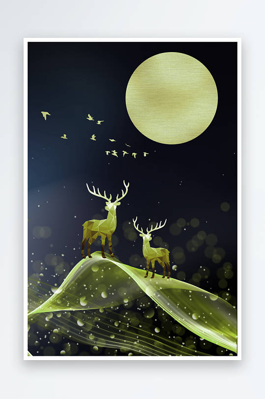 飞鸟轻奢艺术装饰画-众图网