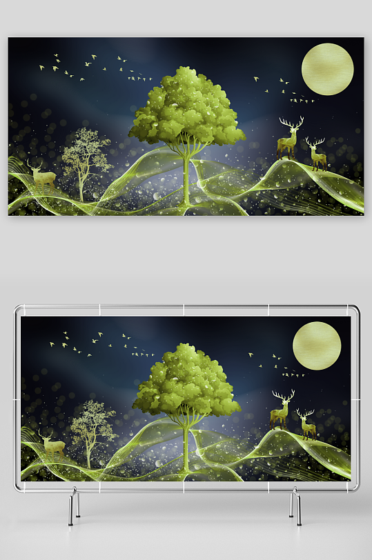 飞鸟轻奢艺术装饰画-众图网