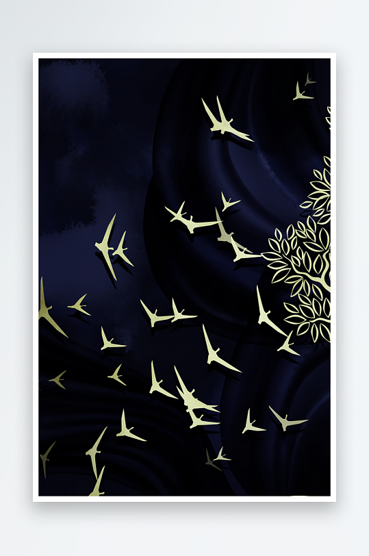 飞鸟轻奢艺术装饰画-众图网