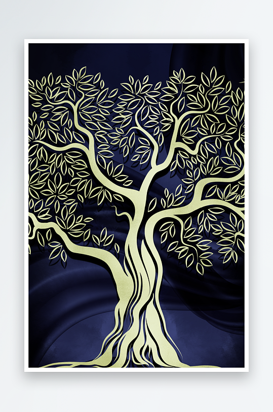 轻奢大树艺术装饰画-众图网