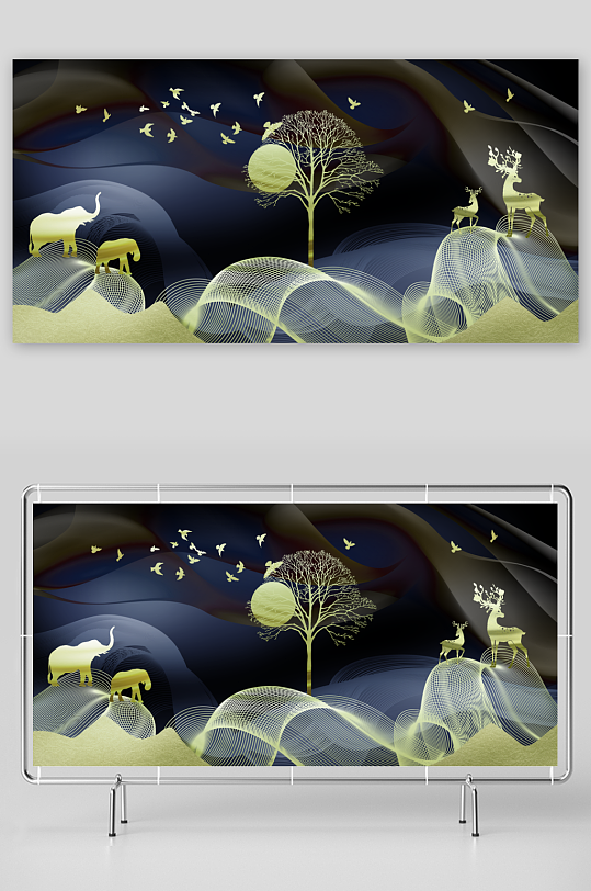 飞鸟轻奢装饰画挂画-众图网