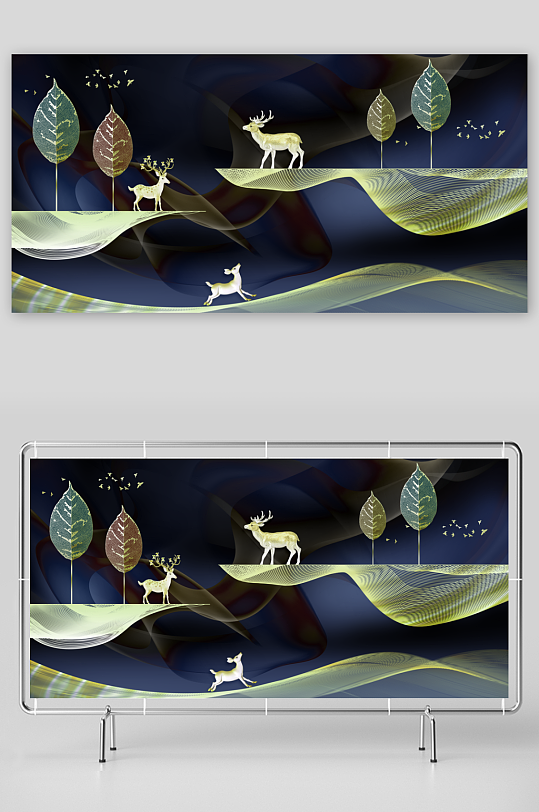 飞鸟轻奢装饰画挂画-众图网