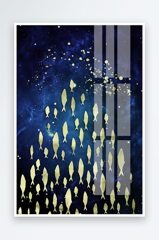 游鱼轻奢装饰画挂画-众图网