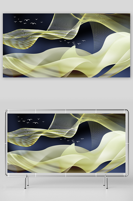 轻奢绸布艺术装饰画-众图网