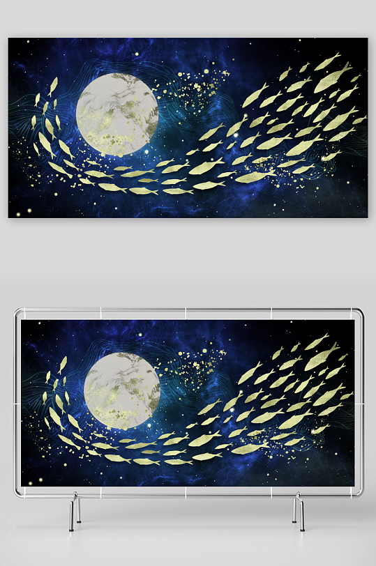 轻奢鱼群艺术装饰画-众图网