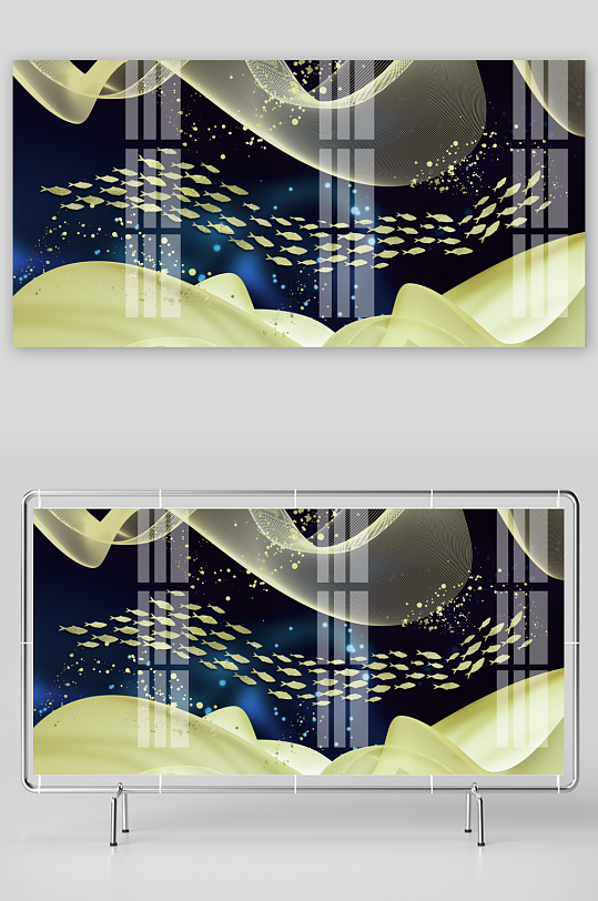 轻奢鱼群艺术装饰画-众图网