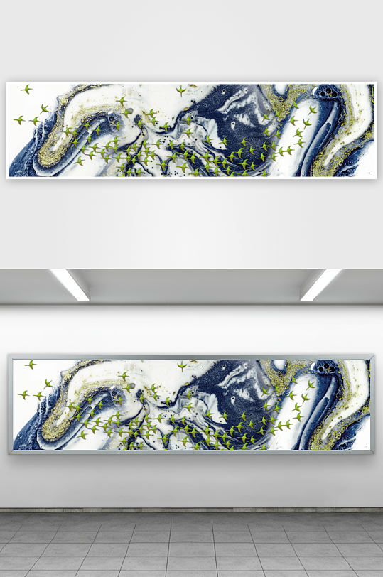 轻奢飞鸟鸟群艺术装饰画-众图网