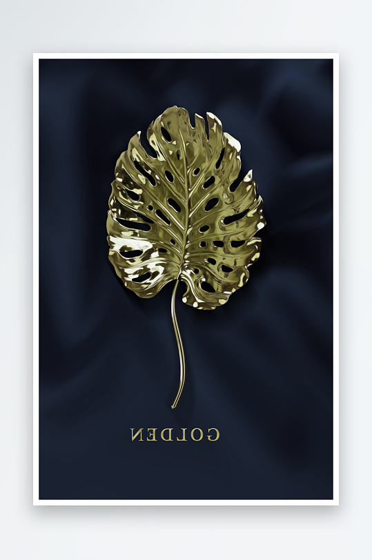 轻奢树叶艺术装饰画-众图网