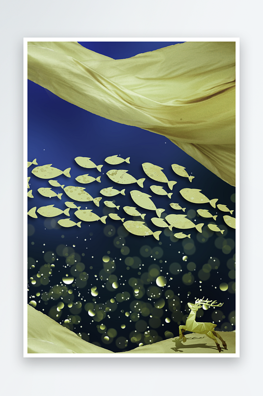 轻奢鱼群艺术装饰画-众图网