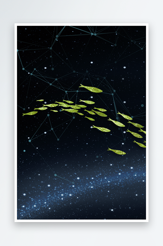 轻奢鱼群水彩艺术装饰画-众图网