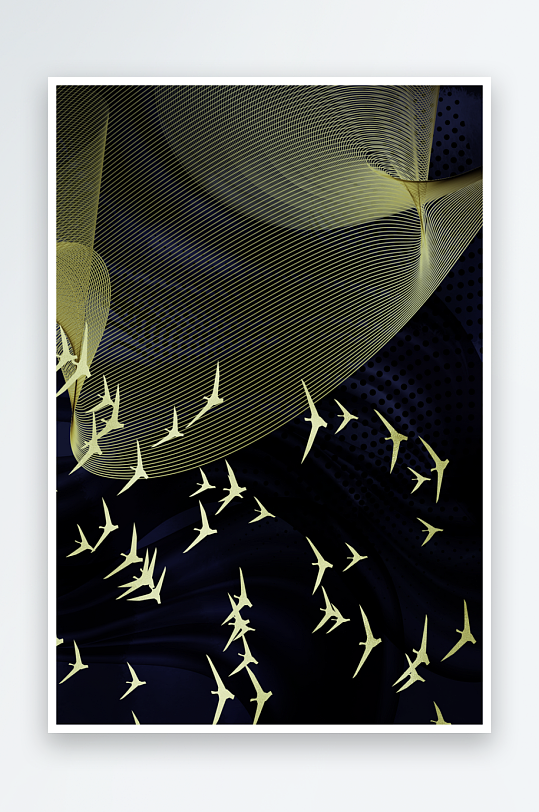 轻奢飞鸟鸟群艺术装饰画-众图网