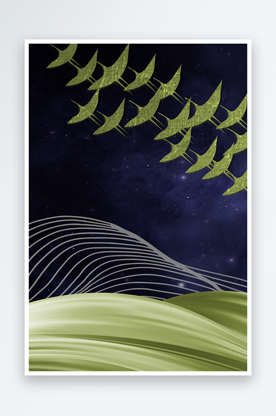 轻奢飞鸟鸟群艺术装饰画-众图网