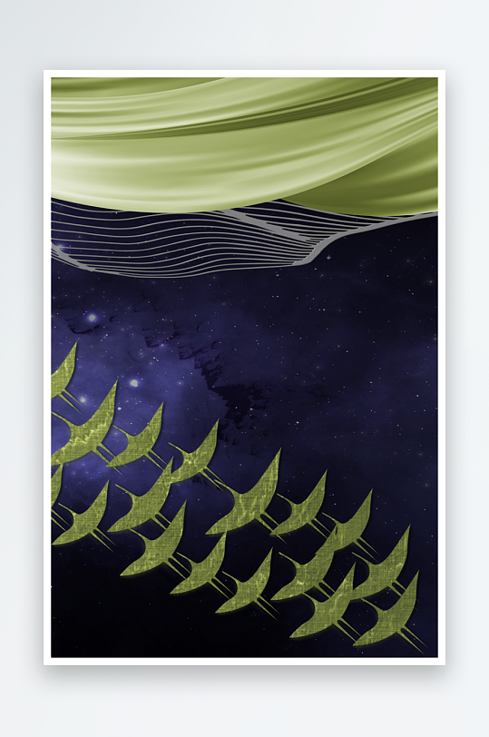 轻奢飞鸟鸟群艺术装饰画-众图网