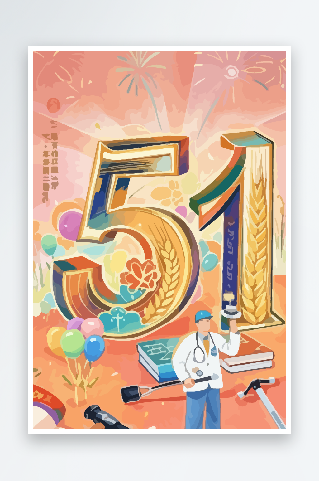 五一節(jié)數(shù)字矢量插畫圖形元素素材