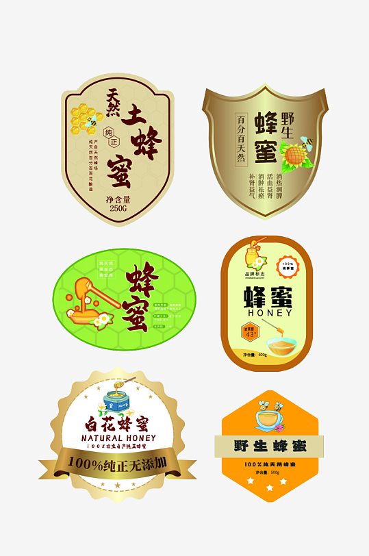 蜂蜜不干胶贴纸包装设计-众图网