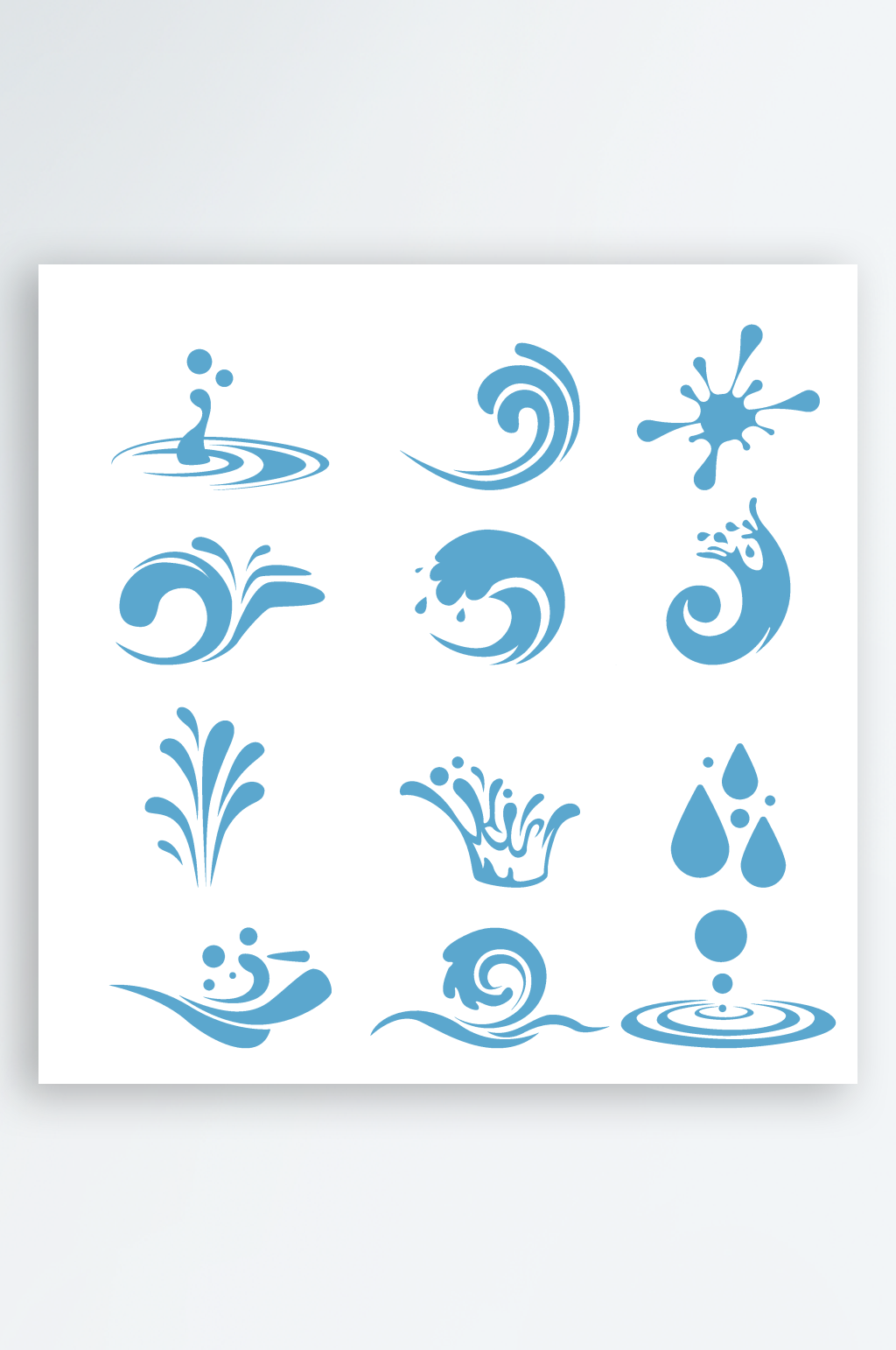 蓝色矢量海浪浪花素材