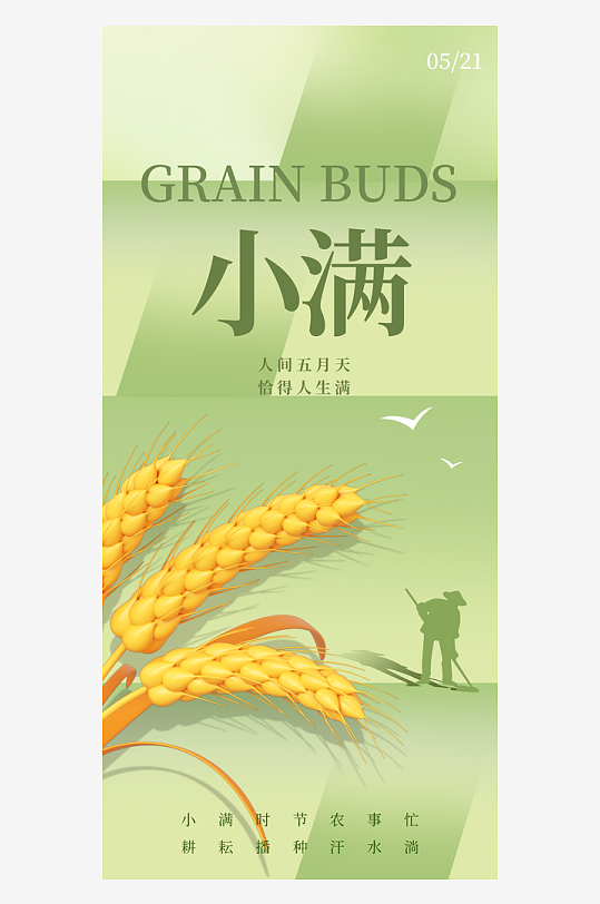 小满二十四节气大气海报-众图网