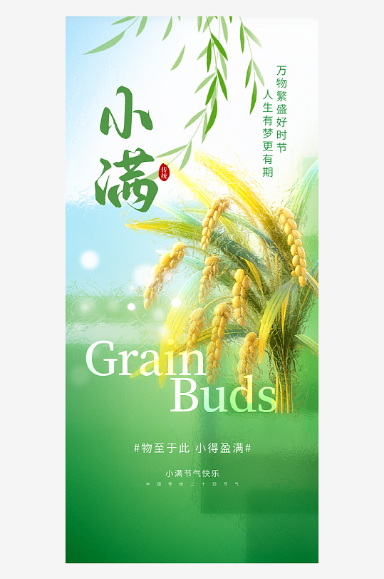 小满二十四节气大气海报-众图网
