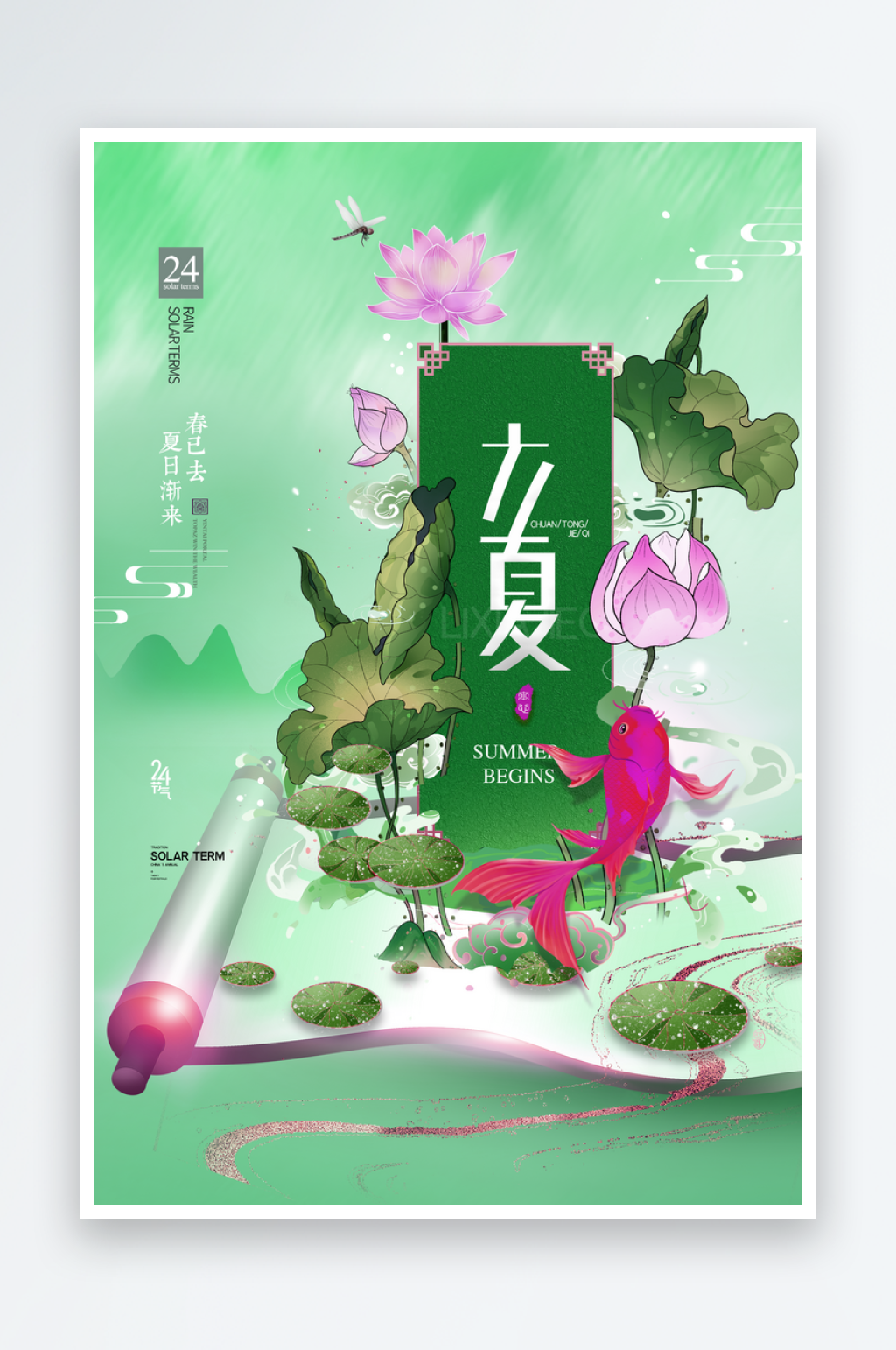 立夏二十四节气宣传海报素材