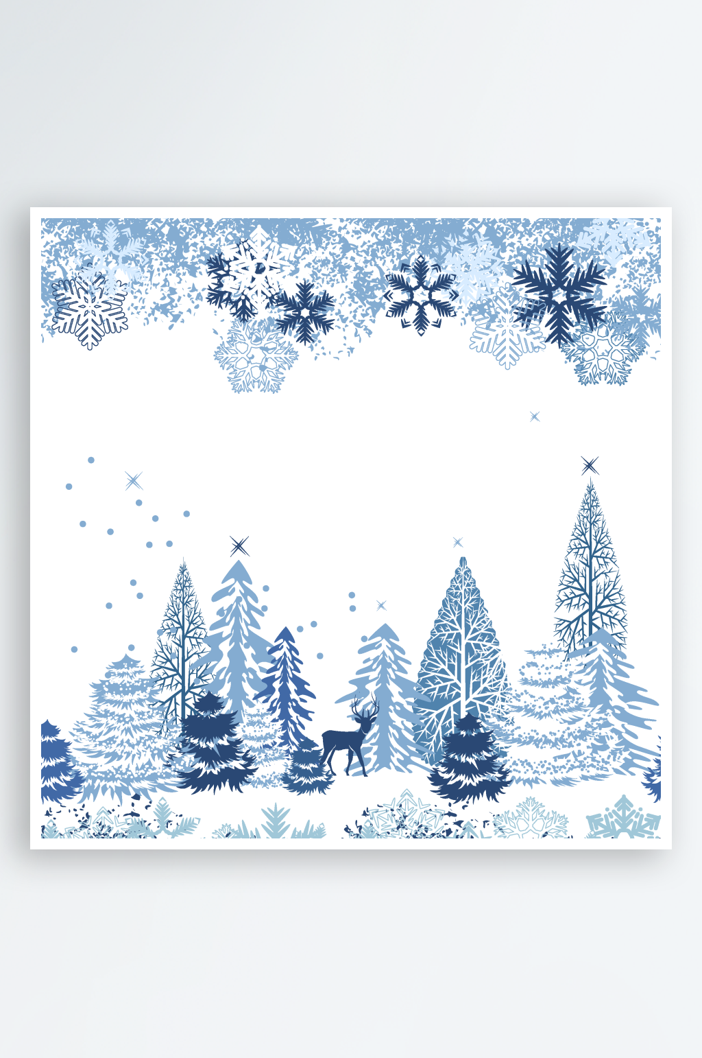 冬日雪地雪山风景插画素材