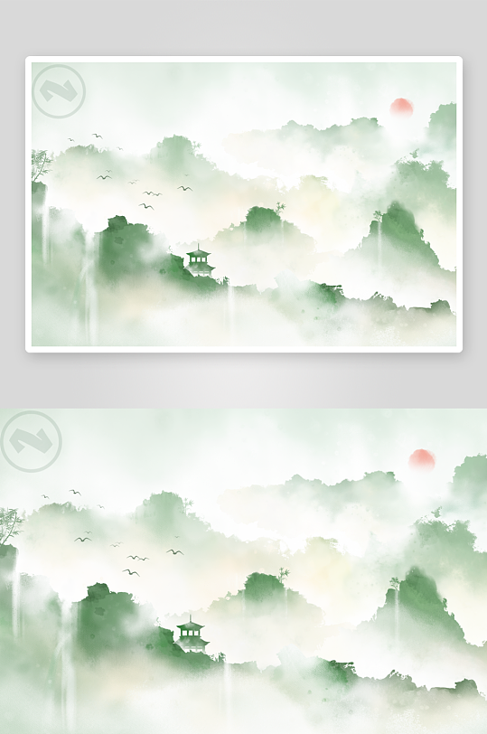 中式风景画装饰画-众图网