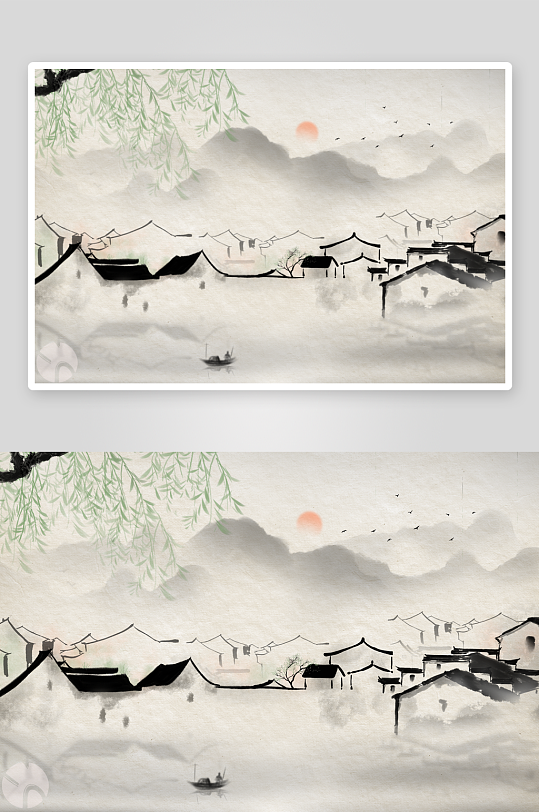 中式水墨风景画装饰画-众图网