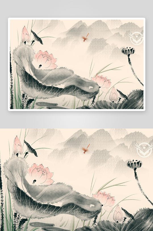 中式水墨风景画装饰画-众图网