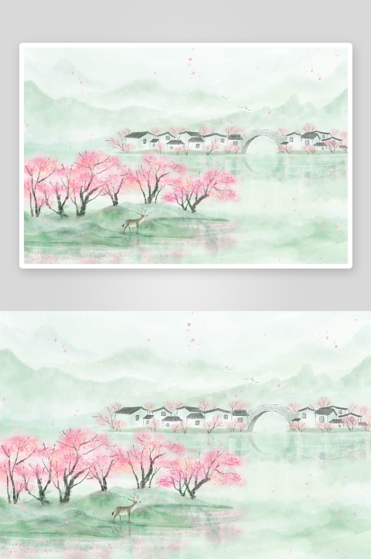 中式水墨风景画装饰画-众图网