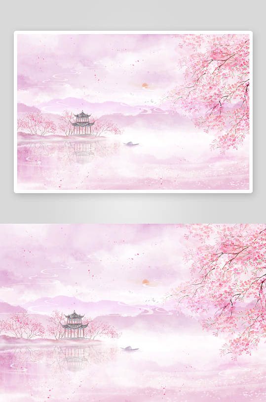 中式水墨风景画装饰画-众图网