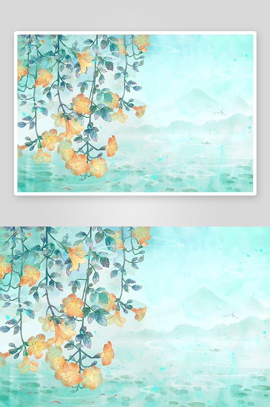 中式水墨风景画装饰画-众图网