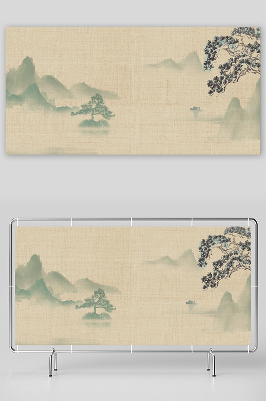 中式水墨风景画装饰画-众图网