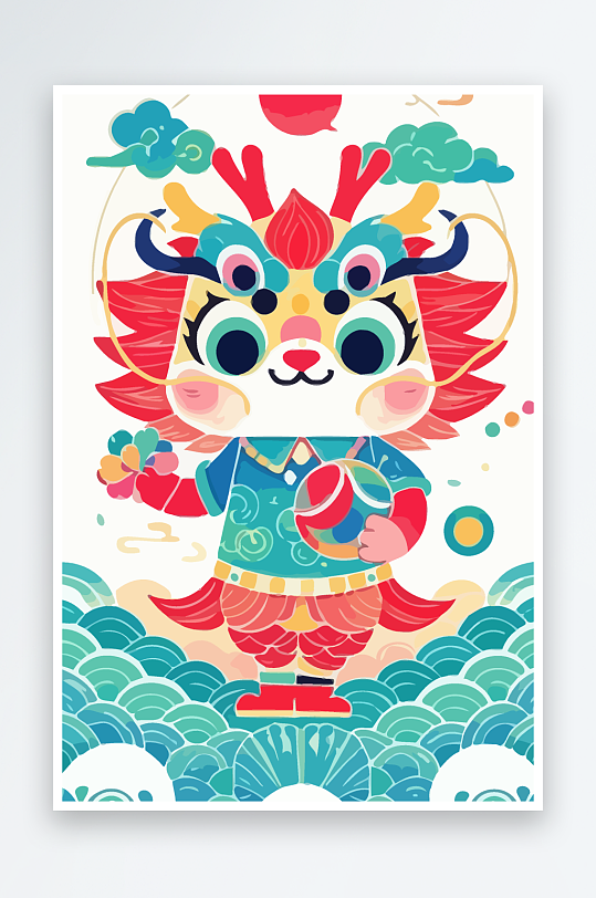 中国龙矢量插画图形