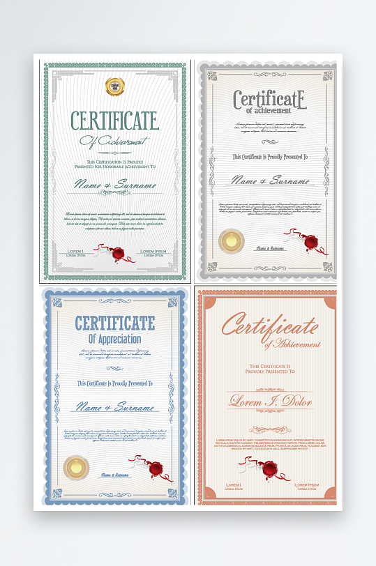 创意矢量证书模板-众图网