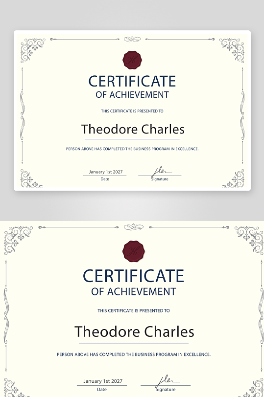 创意矢量证书模板-众图网