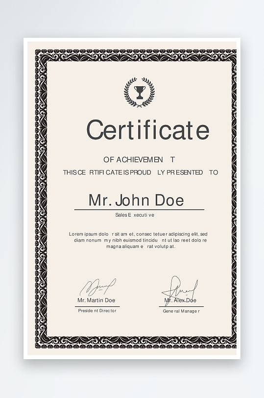 创意矢量证书模板-众图网