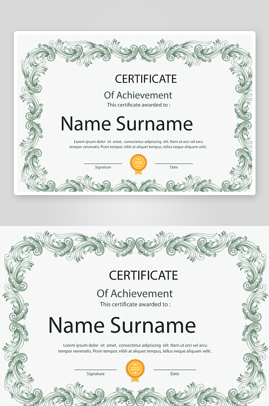 创意矢量证书模板-众图网