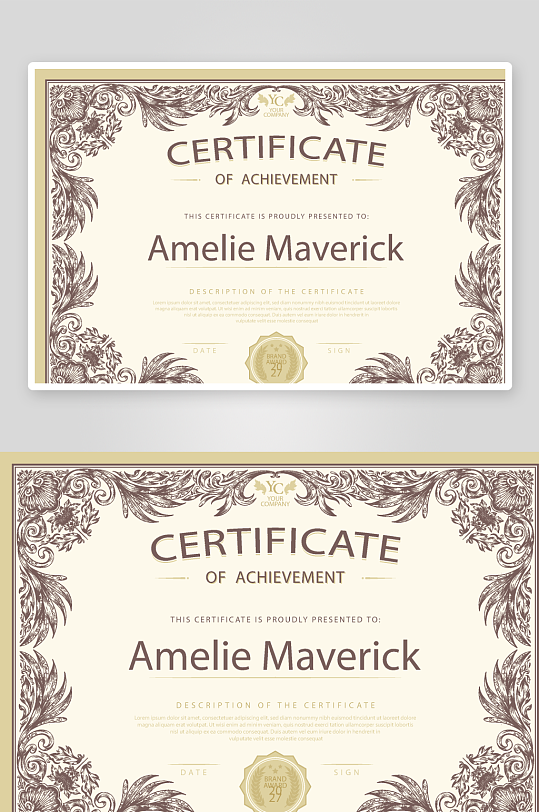 创意矢量证书模板-众图网