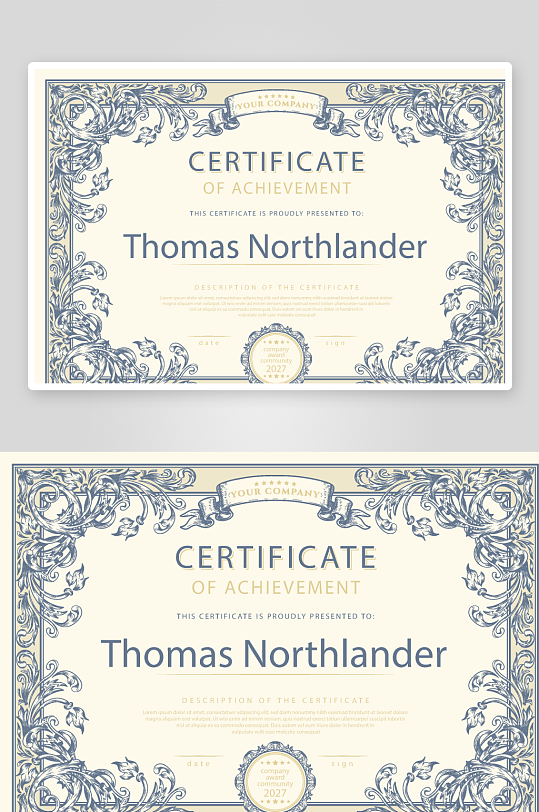 创意矢量证书模板-众图网