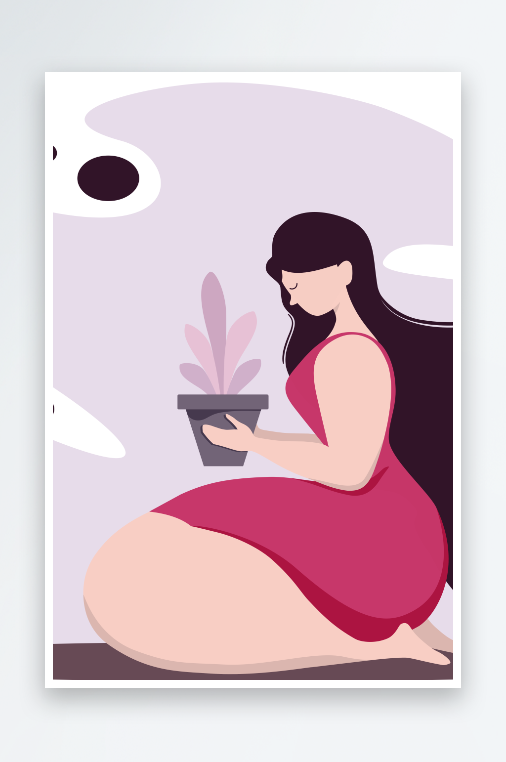 胖胖女人卡通矢量插画素材