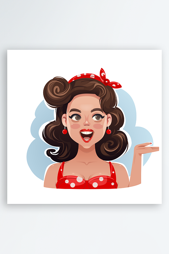 美丽时尚女孩卡通人物插画
