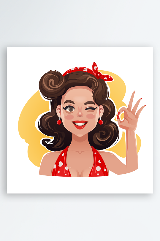 美丽时尚女孩卡通人物插画