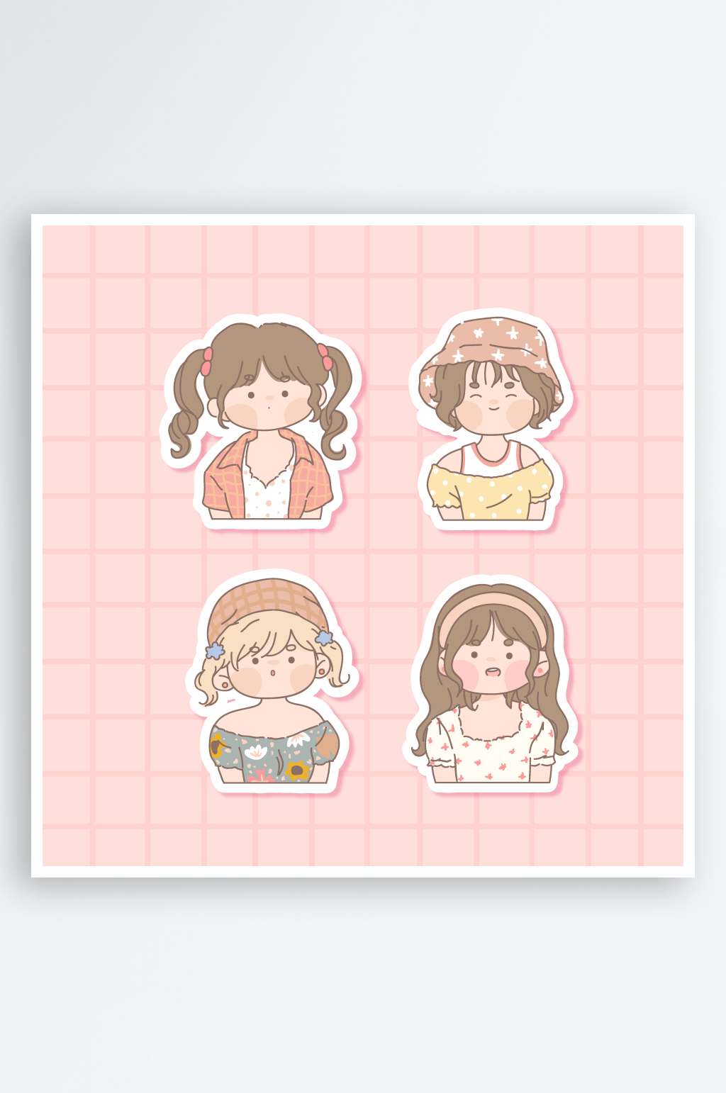 可爱手绘卡通小女孩插画素材