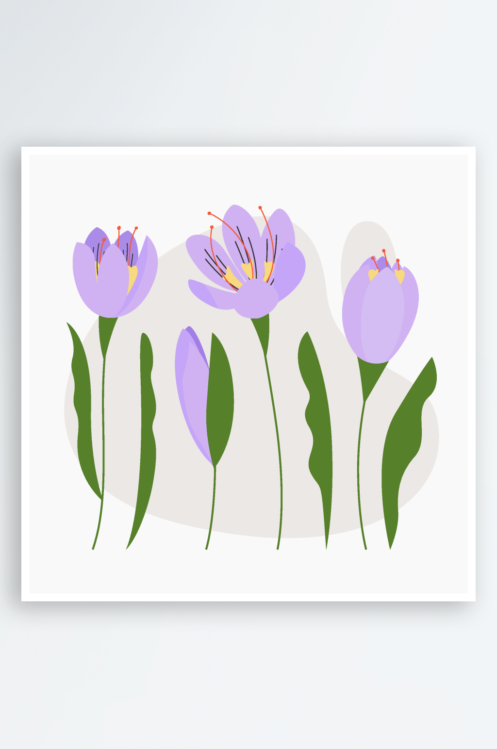 手绘卡通可爱薰衣草植物矢量插画素材