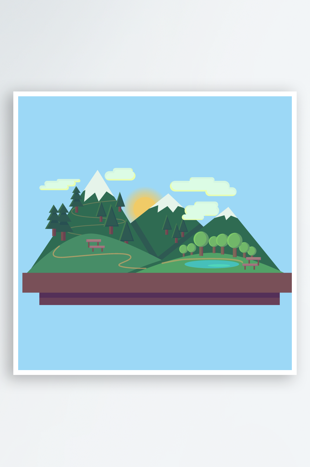 矢量山间美景插画素材